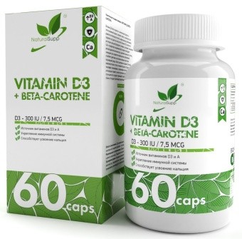NaturalSupp NaturalSupp Vitamin D3 + Beta carotene, 60 капс. 